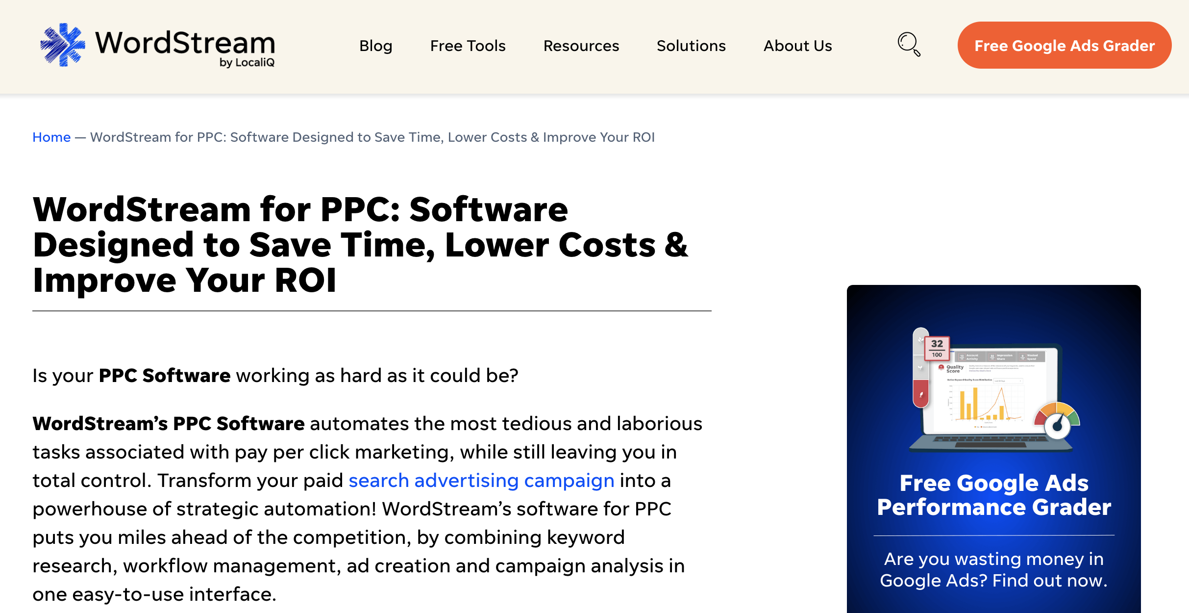 ppc eszközök, a Wordstream PPC szoftvere