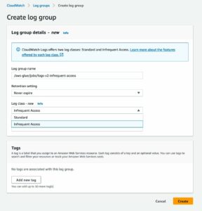 AWS Glue iş yüklerinizi uygun maliyetli bir şekilde ölçeklendirmek için yeni Amazon CloudWatch günlük sınıfı | Amazon Web Hizmetleri