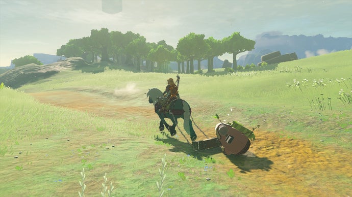 Liên kết trên một con ngựa từ Zelda: Tears of the Kingdom.