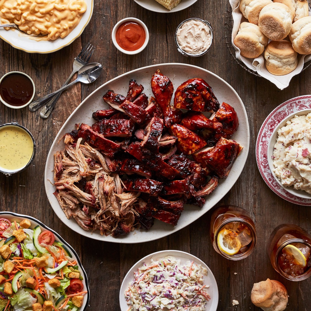 typical barbecue dishes at a Lucille's BBQ fundraiser