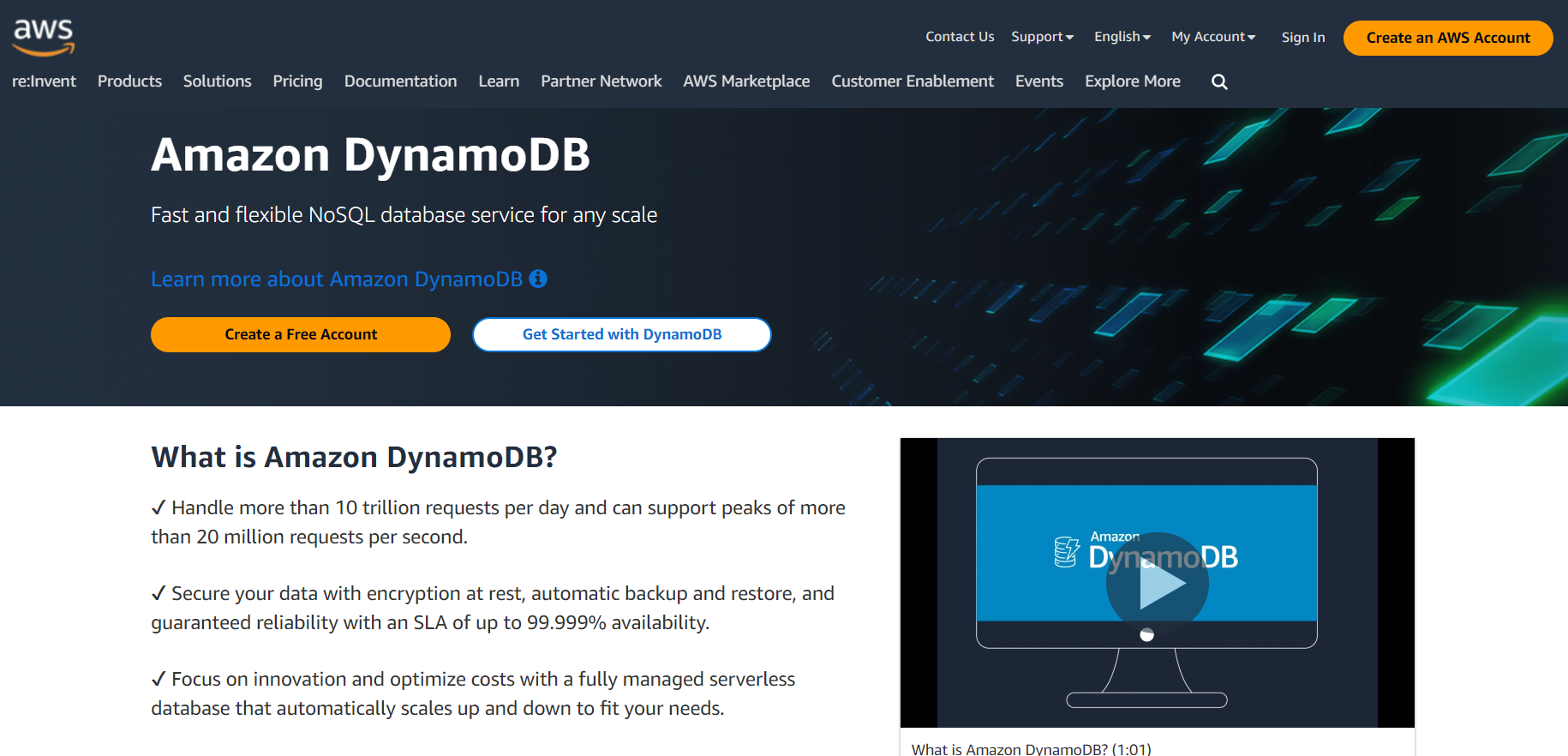 Amazon DynamoDB for data management