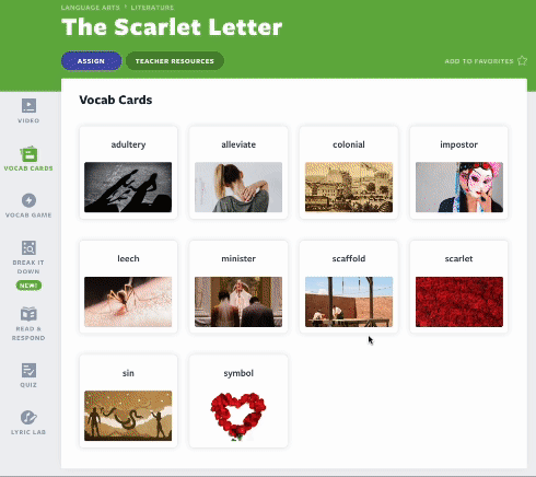 Thẻ từ vựng Scarlet Letter