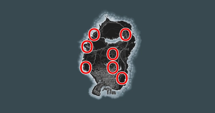 Карта локаций кроликов в GTA Online