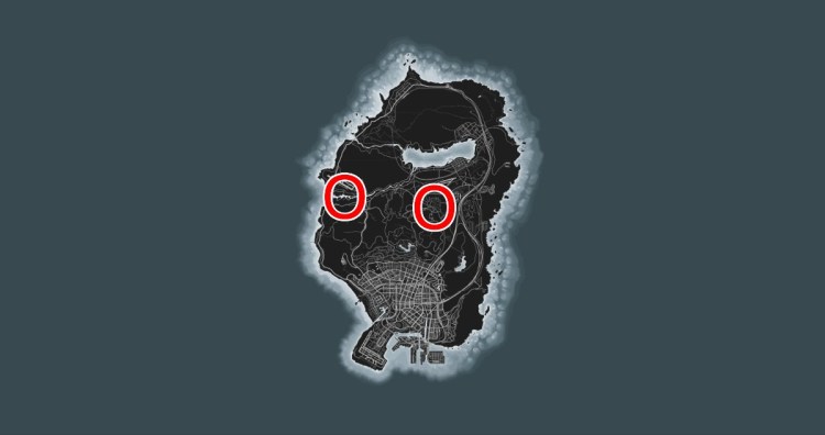 Карта локаций большого баклана в GTA Online