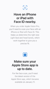 Apple Vision Pro ידרוש סריקה מזהה פנים כדי להזמין באינטרנט