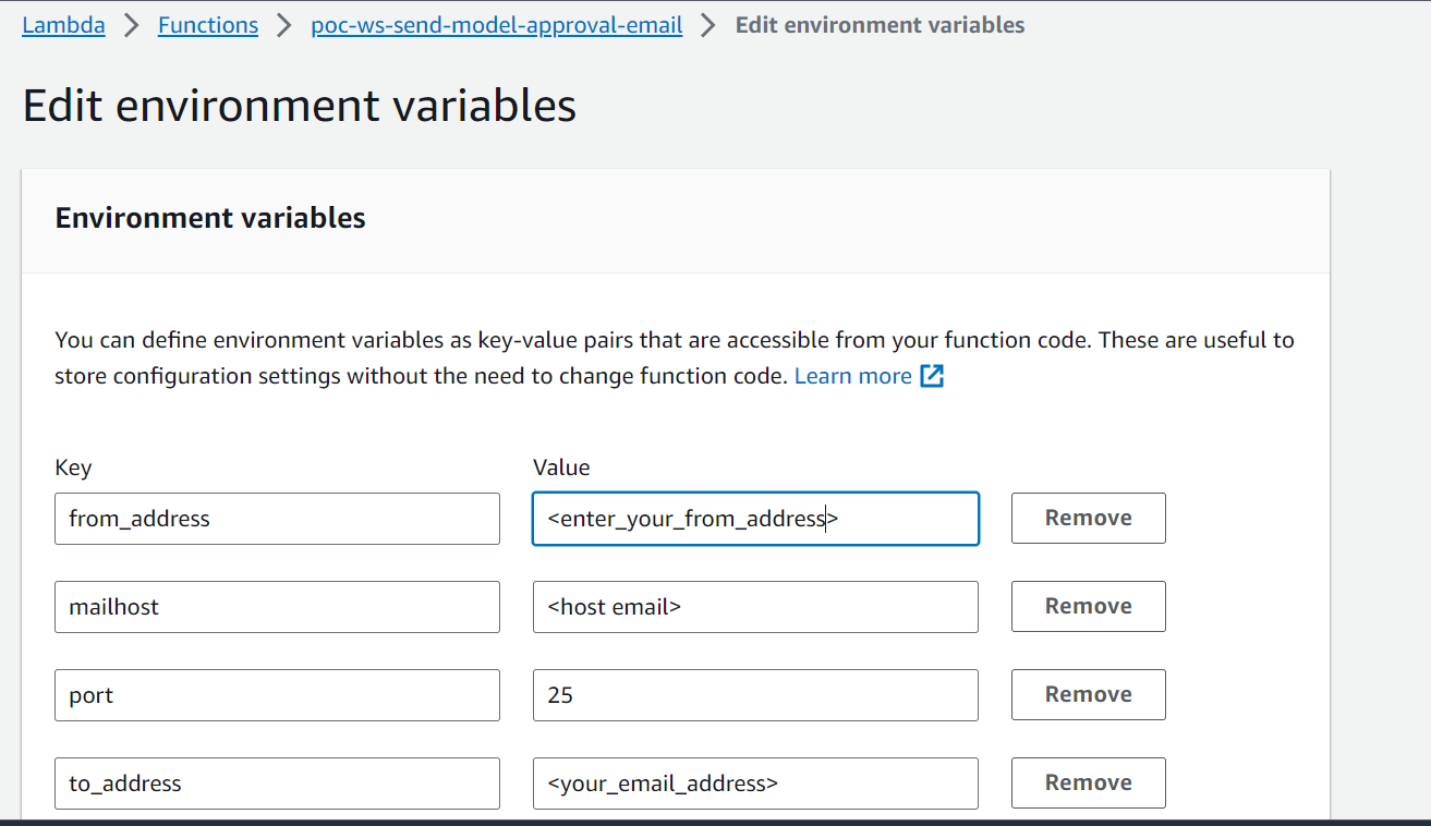 lambda environment variables