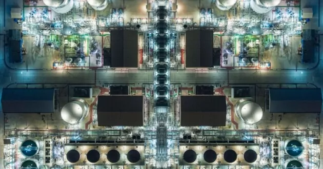 Overheadbillede af en fabrik