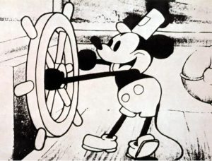 Kortlægning af nye farvande: Steamboat Willies Mickey Mouse sætter sejl ind i det offentlige område