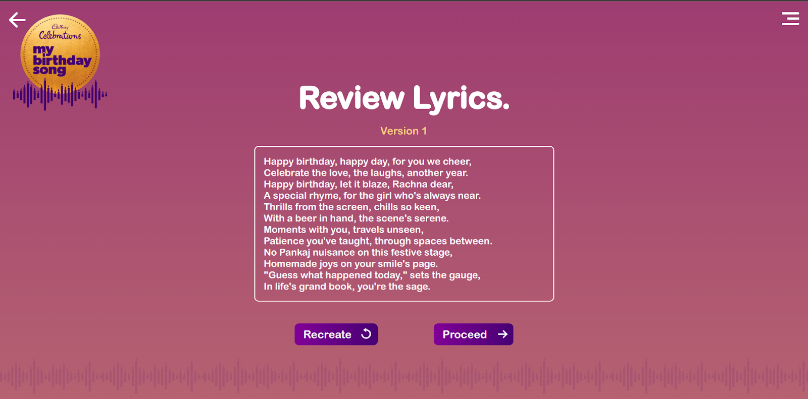 Review the generated lyrics and make any necessary adjustments.