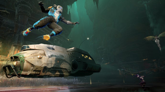 Zrzut ekranu przedstawiający postać Wakerunners skaczącą w powietrzu przeciwko innym