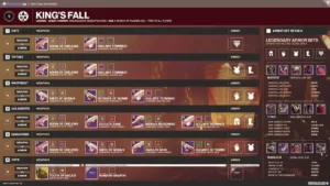 Destiny 2: tabla de botín de incursión de King's Fall