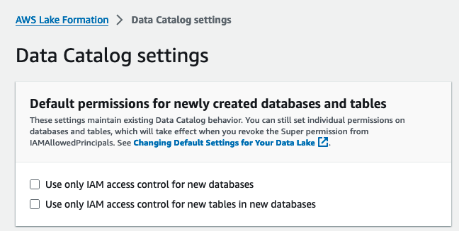 Data Catalog settings