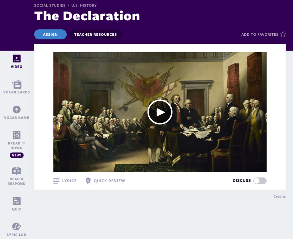 Lekcja wideo Deklaracji Niepodległości