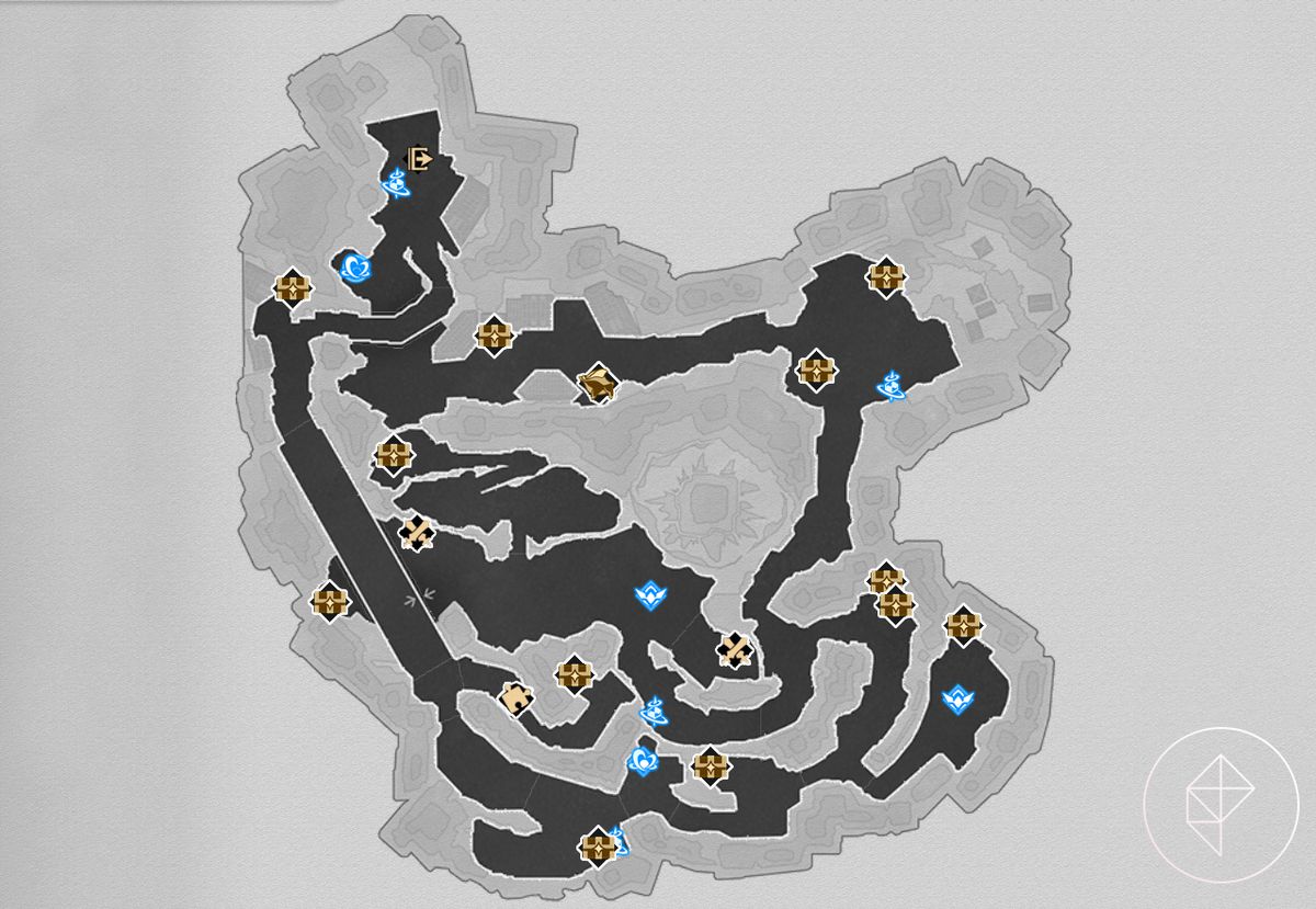 A map of the Great Mine in Honkai: Star Rail
