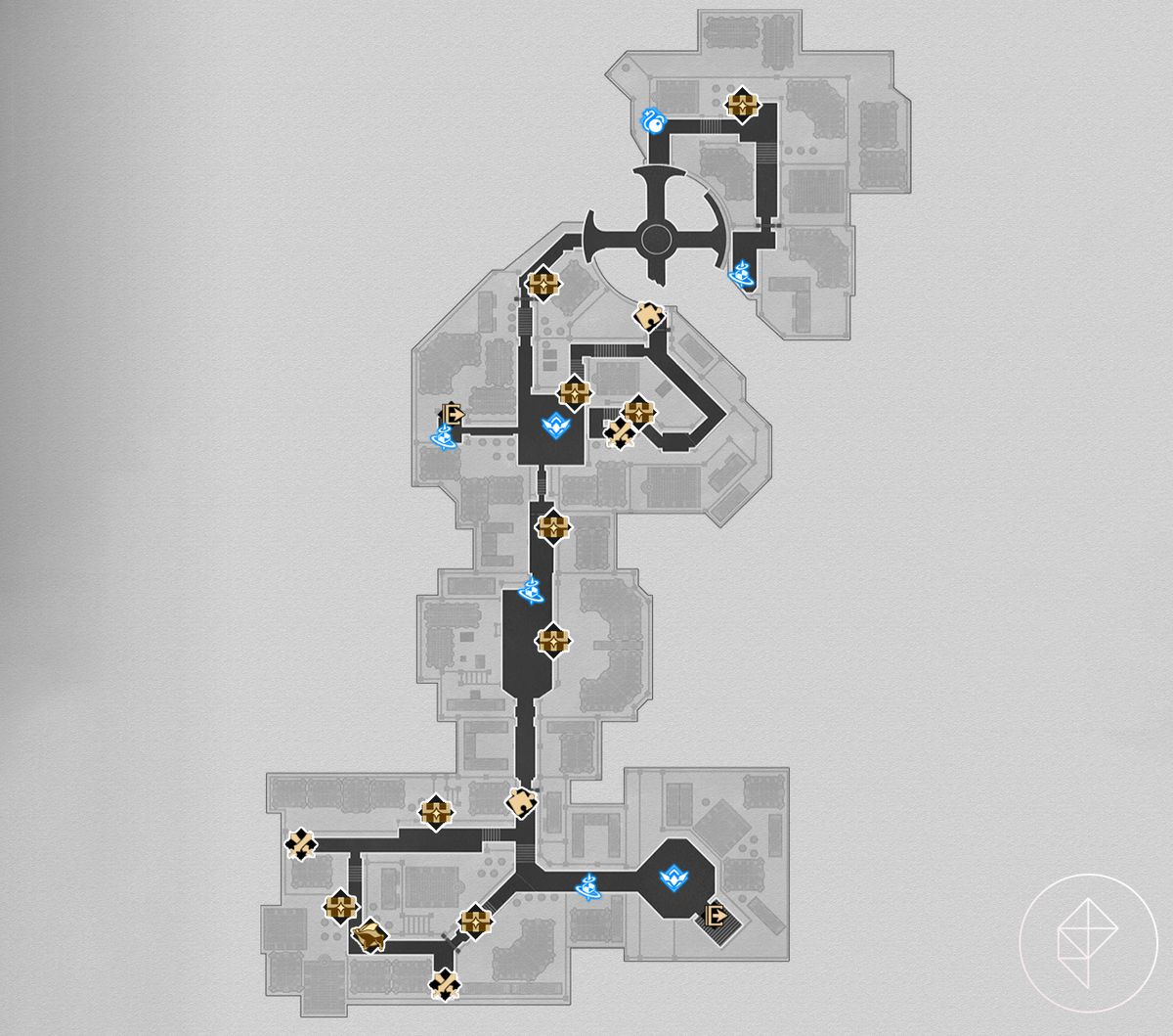 A map of the Corridor of Fading Echoes in Honkai: Star Rail