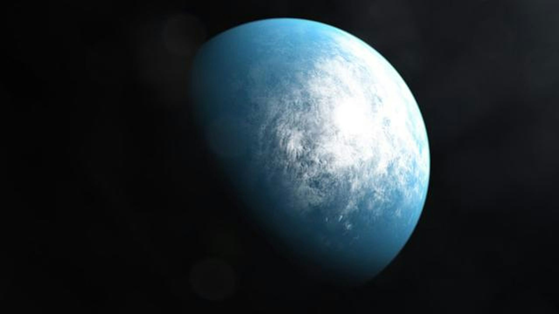 sebuah planet biru di luar angkasa
