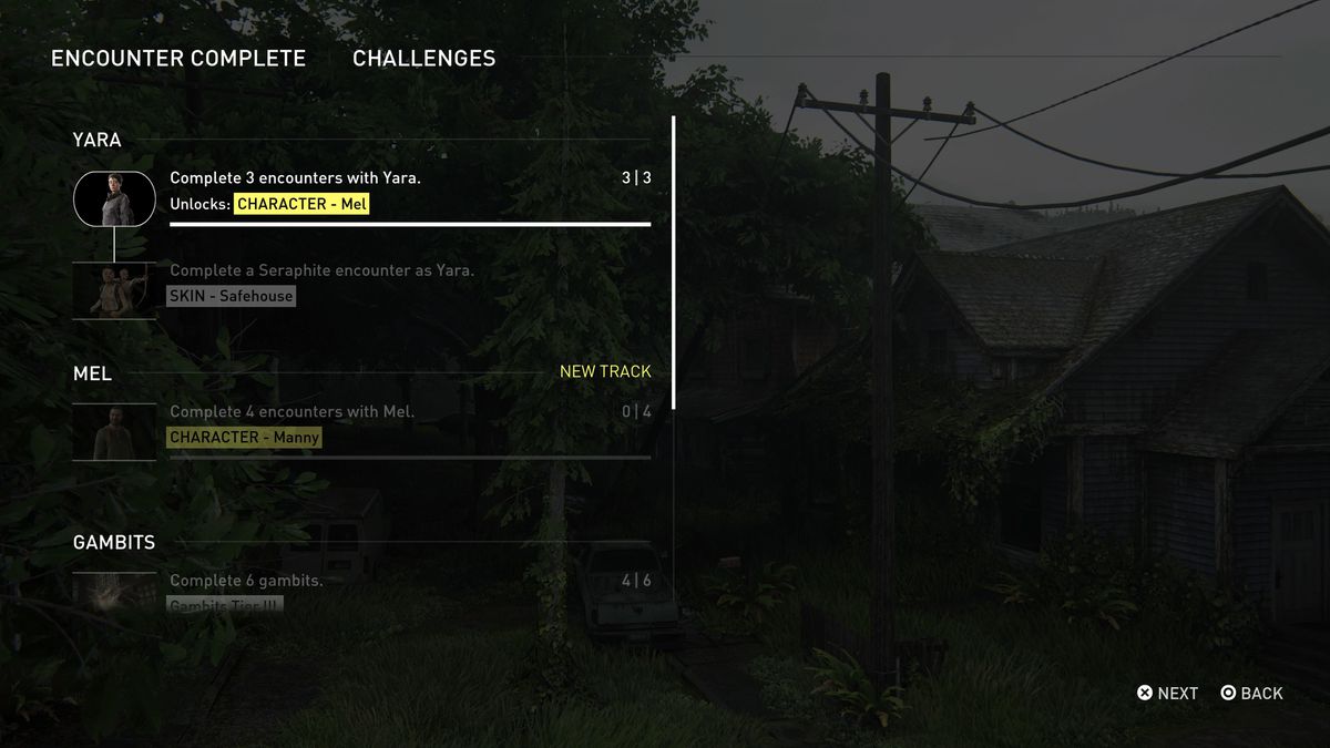 The unlock menu in No Return for The Last of Us Part 2