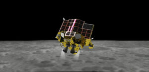 日本の月着陸船が着陸するも、ミッション終了の電源不具合により機能不全に陥る