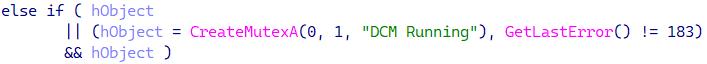 Slika 7. Koda z uporabo novega imena muteksa v vsadku DCM