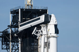 SpaceX readies Falcon 9 for commercial flight to space station