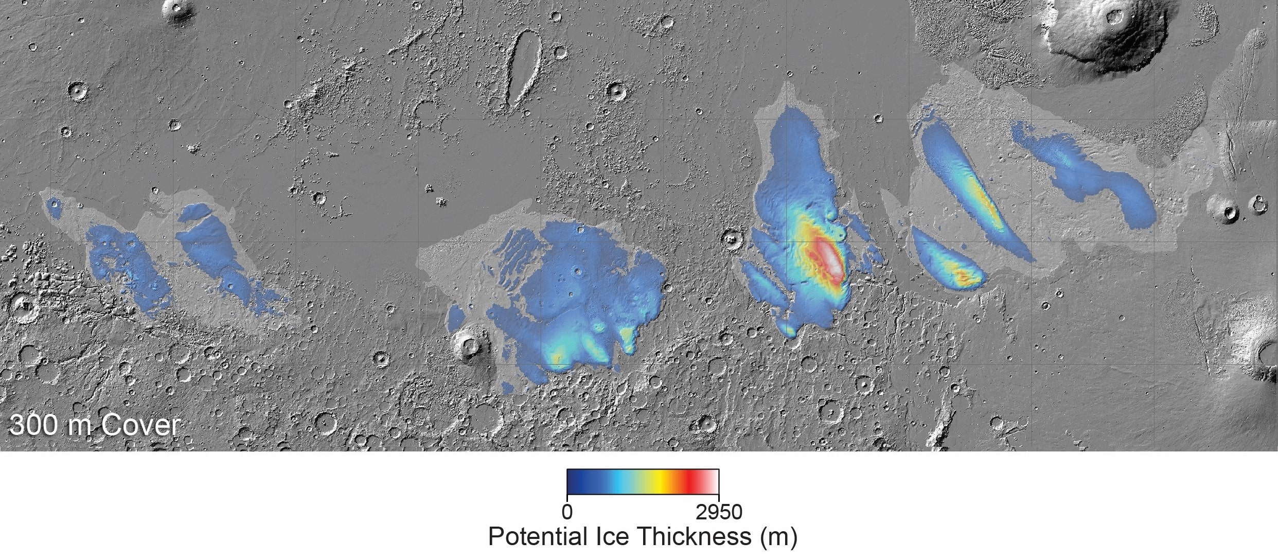 火星表面下发现疑似小海洋的冰高时