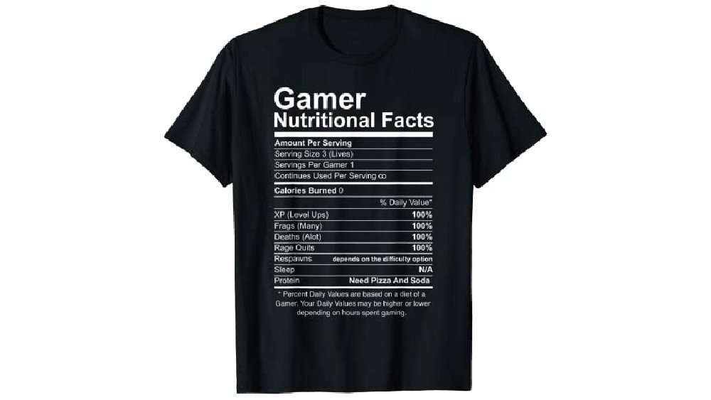 Gamer Nutritional Facts oyun gömleği