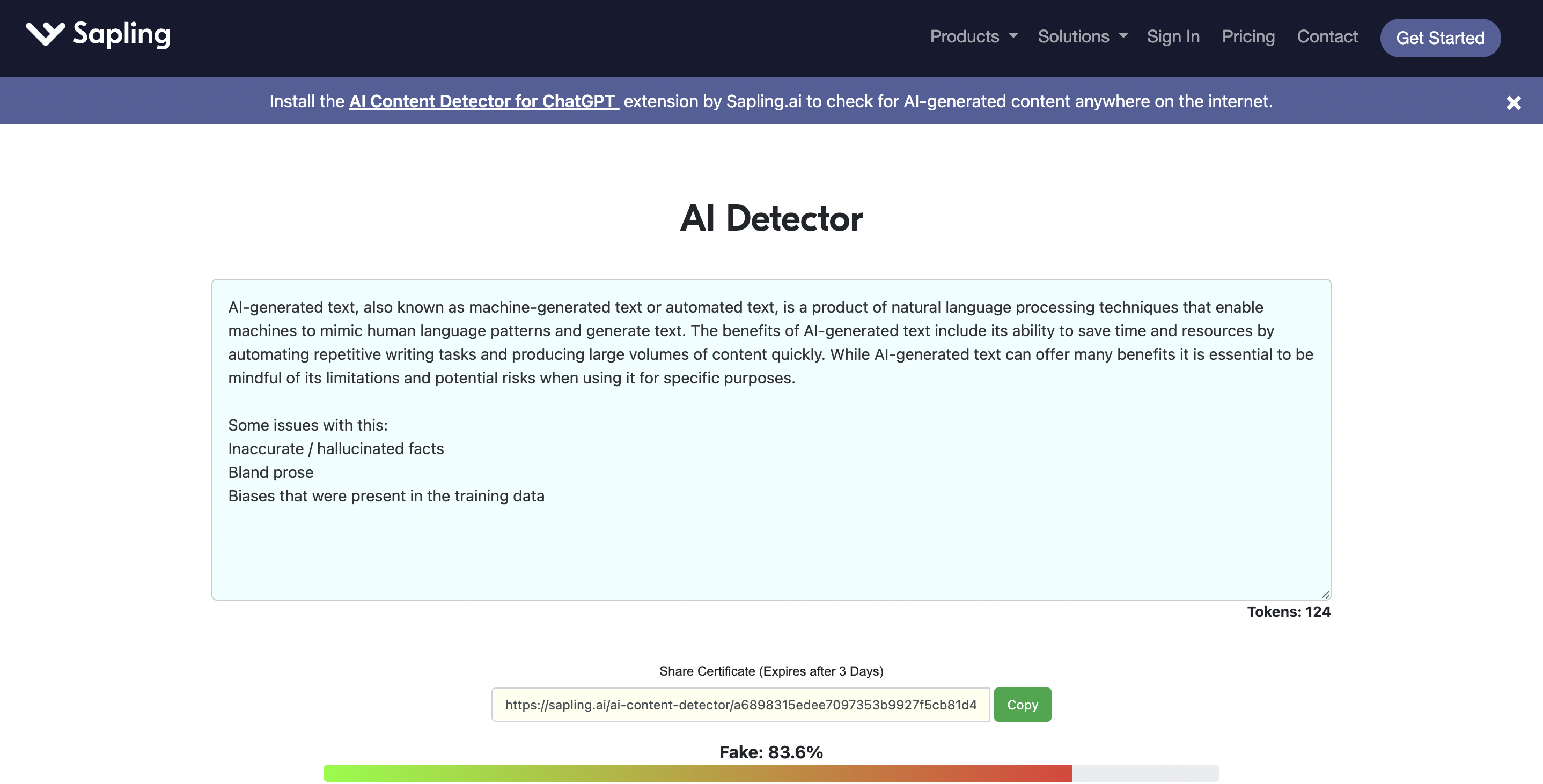 Sapling |  AI Content Detectors 