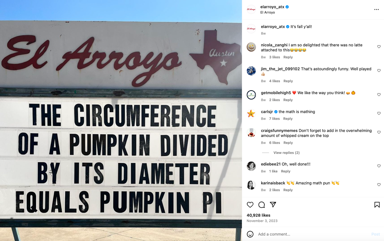 Luovia ravintolamarkkinointiideoita: Austinissa sijaitseva ravintola El Arroyo on kuuluisa telttakyltistä, joka näyttää röyhkeitä sanontoja ja vitsejä.