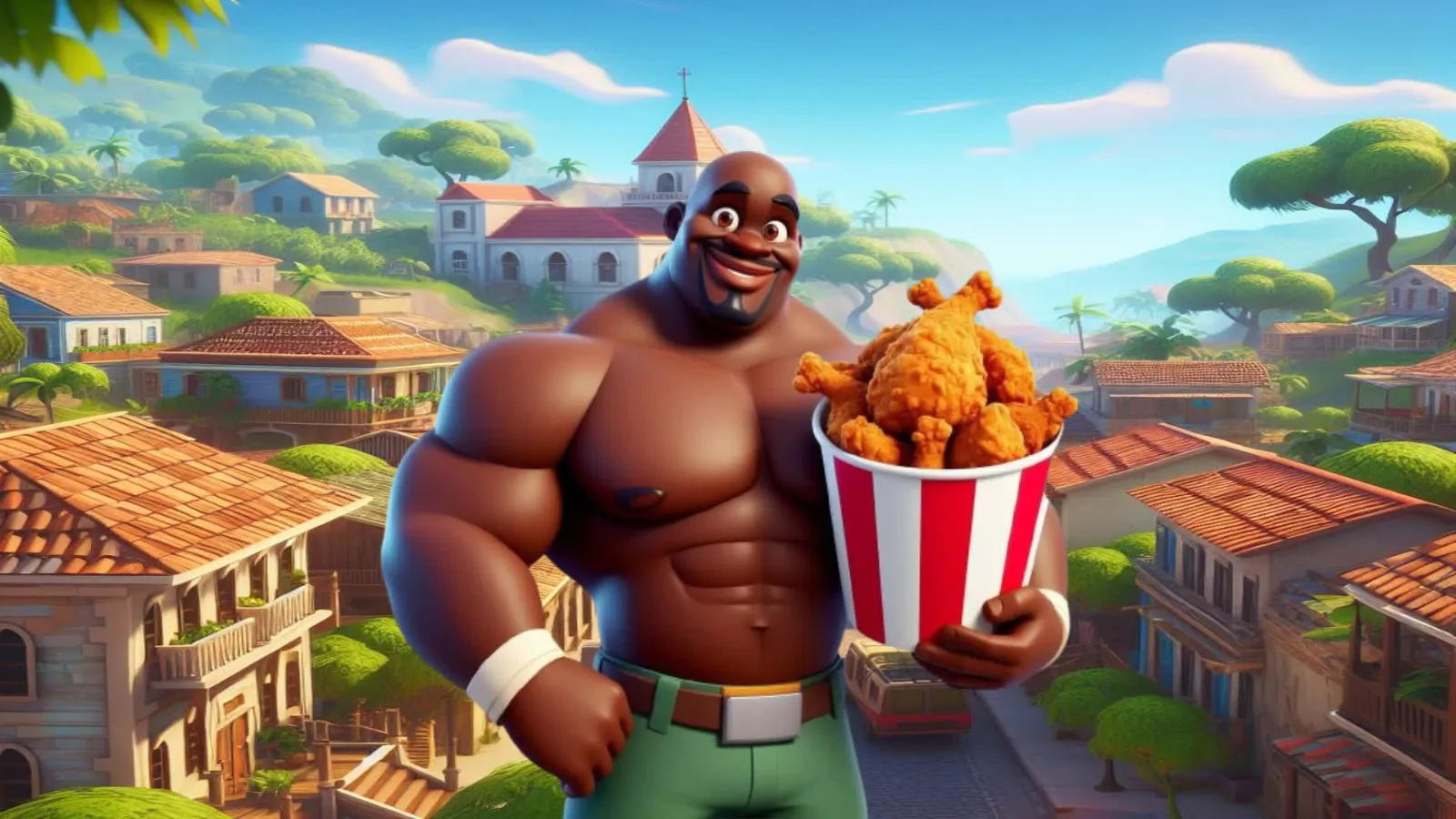 تم تحميل صورة عنصرية لرجل أسود يحمل دلوًا من الدجاج المقلي على لعبة Fortnite.
