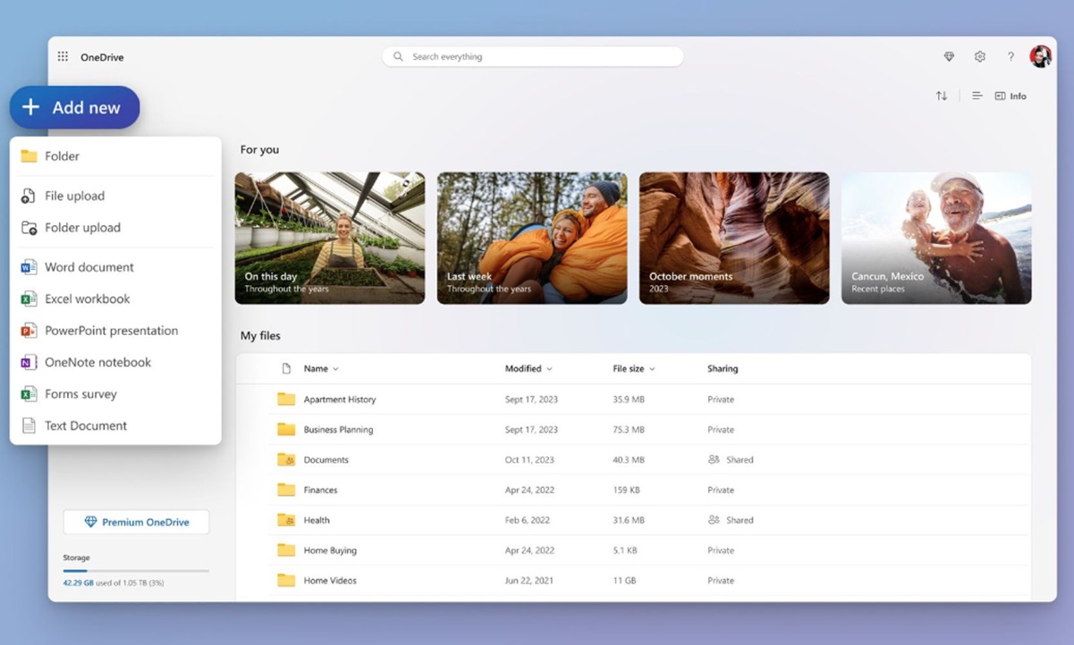 OneDrive uusi tiedostomuoto