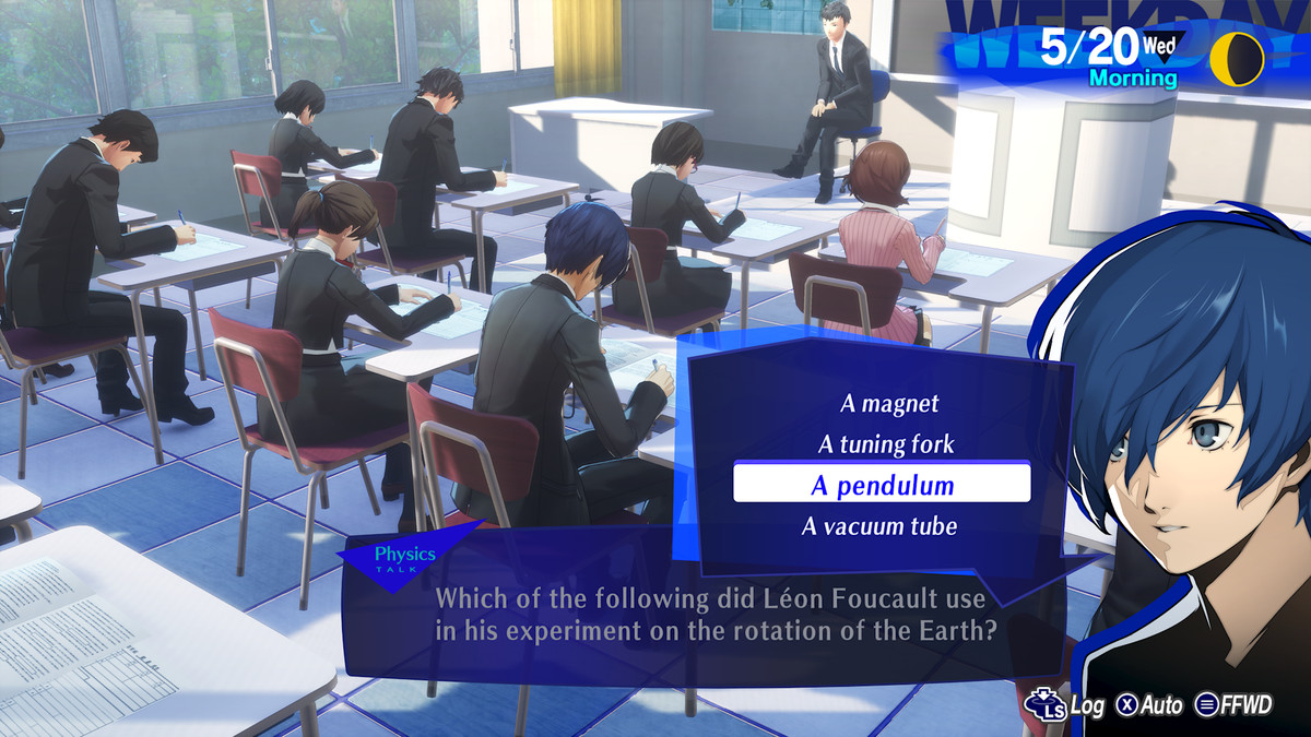 A Persona 3 Reload főszereplője vizsgát tesz