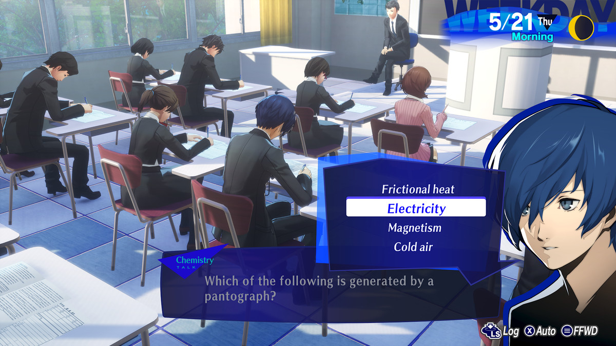 Persona 3 Reload -päähenkilö suorittaa kokeen